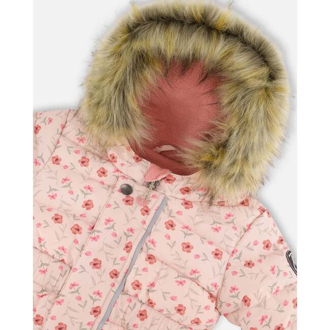 One-Piece Baby Original Puffy Snowsuit, Pink Mini Flowers - Snowsuits - 5