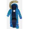 One-Piece Baby Play Snowsuit Designed for Car Seat, Blue Gradient Dinosaur Print - Snowsuits - 5