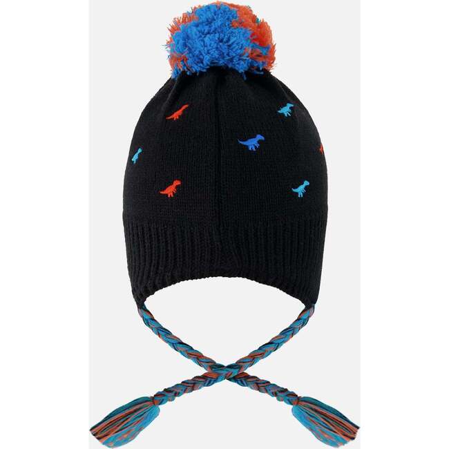 Lined Winter Peruvian Knit Hat with Pompom, Black - Winter Hats - 2