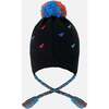 Lined Winter Peruvian Knit Hat with Pompom, Black - Winter Hats - 2