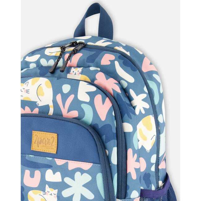 Little Kids Backpack, Green Cat Print - Backpacks - 4