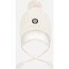 Lined Winter Hat with Pompom, Off-White - Winter Hats - 1 - thumbnail
