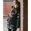 Long Metallic Puffy Coat, Black - Jackets - 3