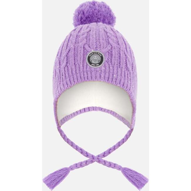 Lined Winter Hat with Pompom, Lavender