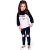 Long Bi-Material Top with Cat, Dark Blue - Sweatshirts - 3