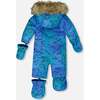 One-Piece Baby Play Snowsuit Designed for Car Seat, Blue Gradient Dinosaur Print - Snowsuits - 6