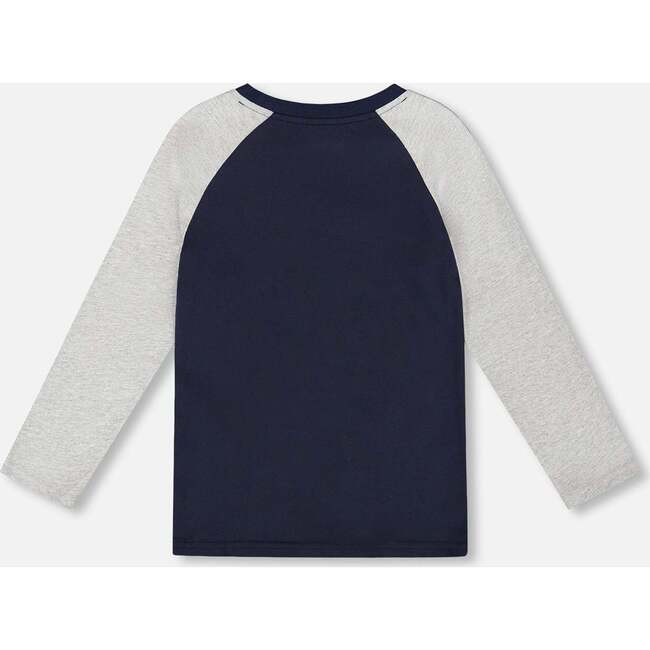 Long Raglan Sleeve Jersey Tee, Navy Blue - Sweatshirts - 4