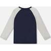 Long Raglan Sleeve Jersey Tee, Navy Blue - Sweatshirts - 4