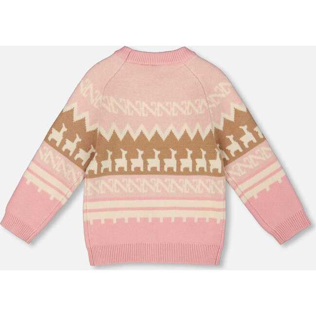 Llama Jacquard Sweater, Dusty Pink - Sweaters - 4