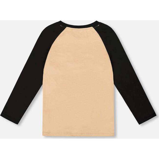 Long Raglan Sleeve Jersey Tee, Beige - Sweatshirts - 4
