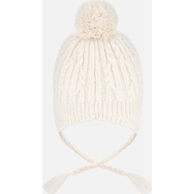 Lined Winter Hat with Pompom, Off-White - Winter Hats - 3
