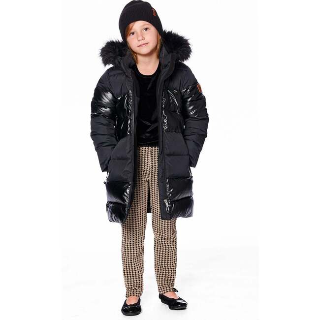 Long Metallic Puffy Coat, Black - Jackets - 4