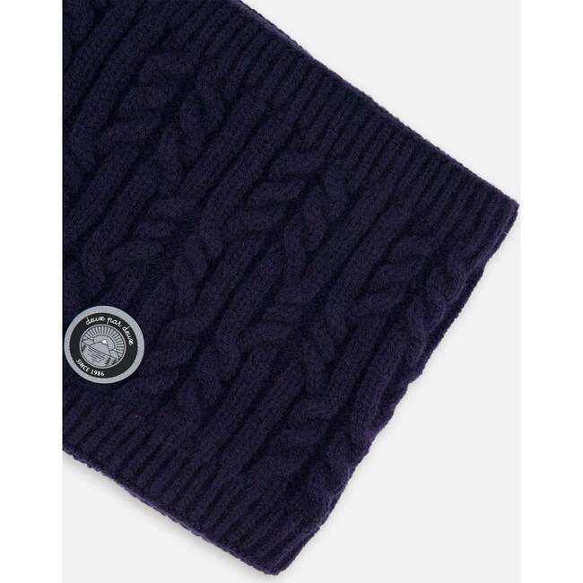 Lined Winter Neckwarmer, Navy Blue - Scarves - 4