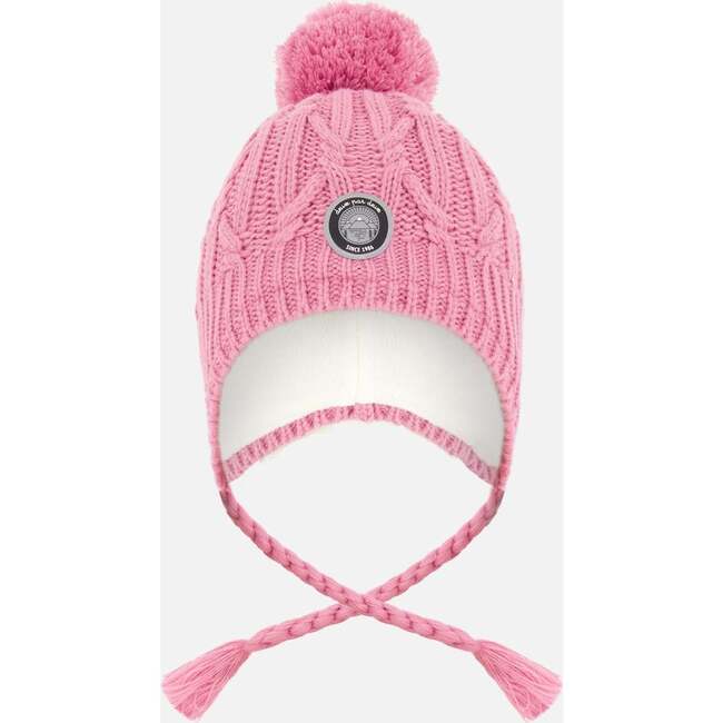 Lined Winter Hat with Pompom, Purple