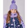 Lined Winter Hat with Pompom, Lavender - Winter Hats - 2