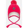 Lined Winter Hat with Pompom, Flash Coral - Winter Hats - 1 - thumbnail