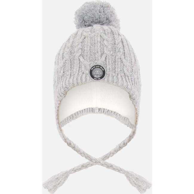 Lined Winter Hat with Pompom, Heather Gray