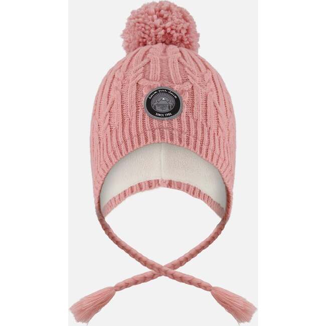Lined Winter Hat with Pompom, Dusty Pink