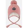 Lined Winter Hat with Pompom, Dusty Pink - Winter Hats - 1 - thumbnail