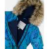 One-Piece Baby Play Snowsuit Designed for Car Seat, Blue Gradient Dinosaur Print - Snowsuits - 7