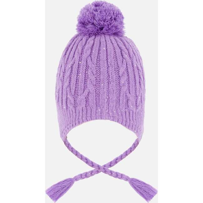 Lined Winter Hat with Pompom, Lavender - Winter Hats - 3