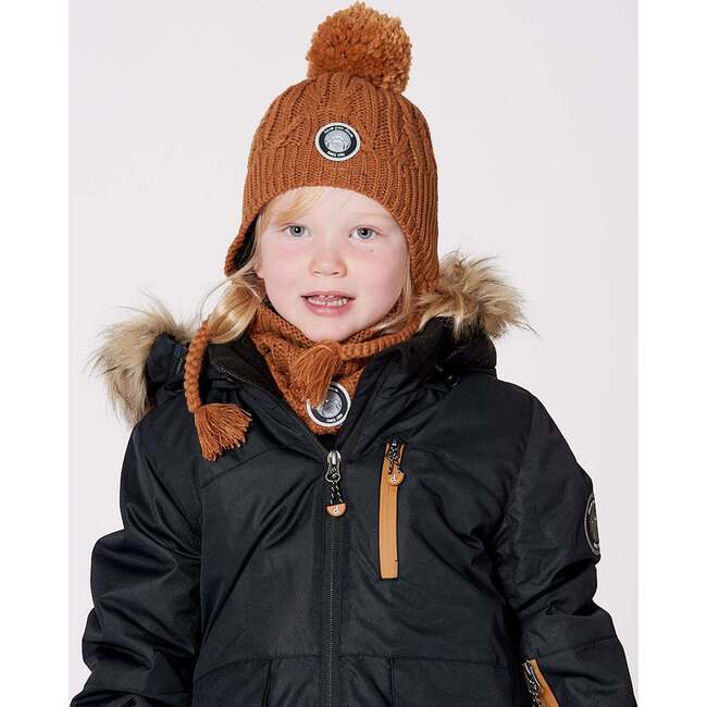 Lined Winter Hat with Pompom, Brown Sugar - Winter Hats - 2
