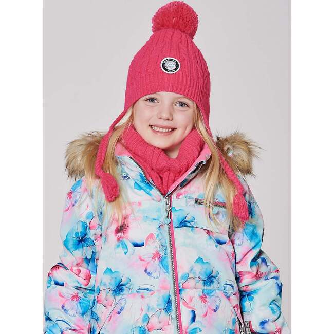 Lined Winter Hat with Pompom, Flash Coral - Winter Hats - 2