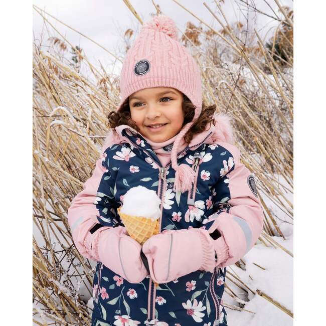 Lined Winter Hat with Pompom, Dusty Pink - Winter Hats - 2