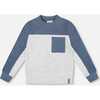 Long Sleeve Super Soft Brushed Jersey Top Color Block, Light Heather Gray - Sweatshirts - 1 - thumbnail