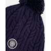 Lined Winter Hat with Pompom, Navy Blue - Winter Hats - 4