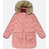 Long Wavy Quilt Puffy Winter Coat, Dusty Pink - Jackets - 1 - thumbnail