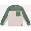Long Sleeve Super Soft Brushed Jersey Top Color Block Heather Beige, Heather Beige Gray - Sweatshirts - 1 - thumbnail