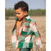 Long Sleeve Yarn Dyed Plaid Shirt Green and Orange, Green, Orange and Off-White - Sweatshirts - 2