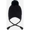 Lined Winter Hat with Pompom, Black - Winter Hats - 4