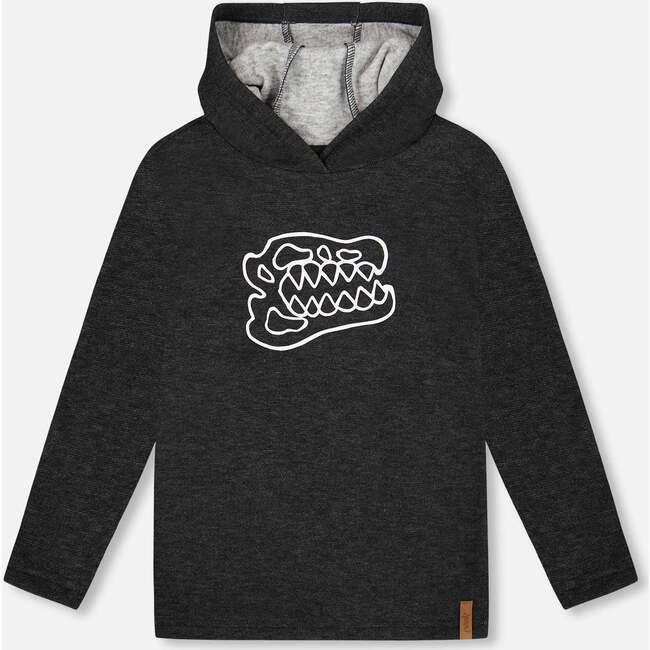 Long Sleeve Super Soft Brushed Jersey Hooded Tee, Black