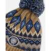 Lined Peruvian Knit Pompom Hat, Taupe and Navy - Winter Hats - 4