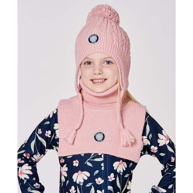 Lined Winter Hat with Pompom, Dusty Pink - Winter Hats - 3
