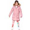 Long Wavy Quilt Puffy Winter Coat, Dusty Pink - Jackets - 2