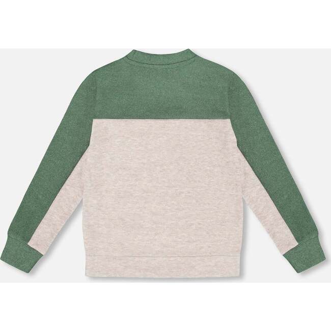 Long Sleeve Super Soft Brushed Jersey Top Color Block Heather Beige, Heather Beige Gray - Sweatshirts - 3