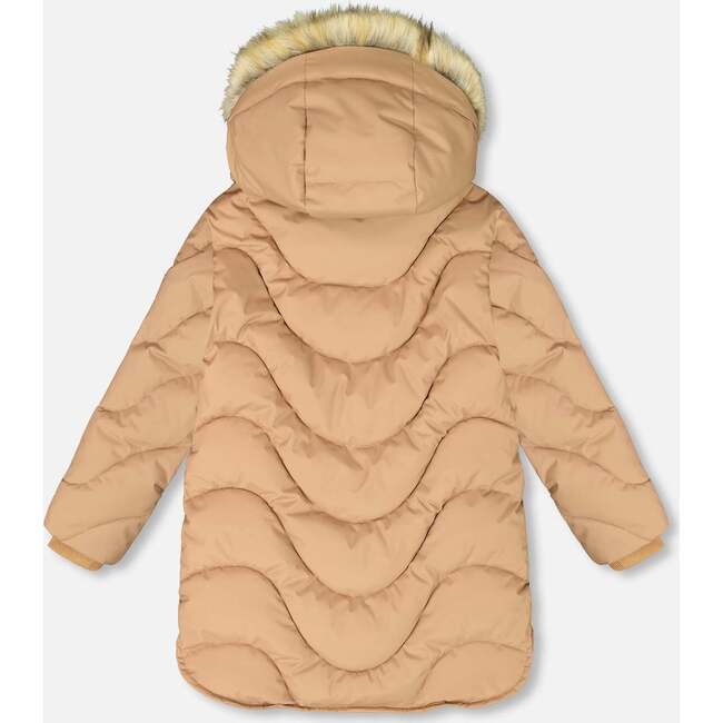 Long Wavy Quilt Puffy Winter Coat, Chanterelle - Jackets - 3