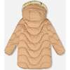 Long Wavy Quilt Puffy Winter Coat, Chanterelle - Jackets - 3