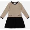 Long Sleeve Knit Sweater Dress and Beige, Black - Dresses - 1 - thumbnail
