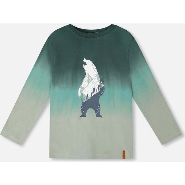 Long Sleeve Organic Cotton Gradient Jersey Tee, Bottle Green