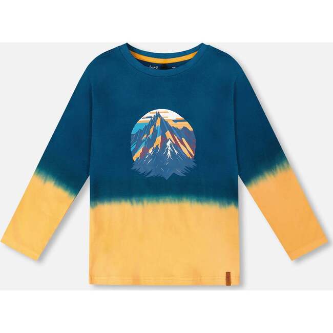 Long Sleeve Organic Cotton Gradient Jersey Tee, Dark Teal