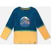 Long Sleeve Organic Cotton Gradient Jersey Tee, Dark Teal - Sweatshirts - 1 - thumbnail