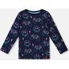 Long Sleeve Organic Cotton Allover Print Tee, Navy Blue - Sweatshirts - 1 - thumbnail