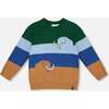 Long Sleeve Knit Sweater, Blue, Green and Brown - Sweaters - 1 - thumbnail