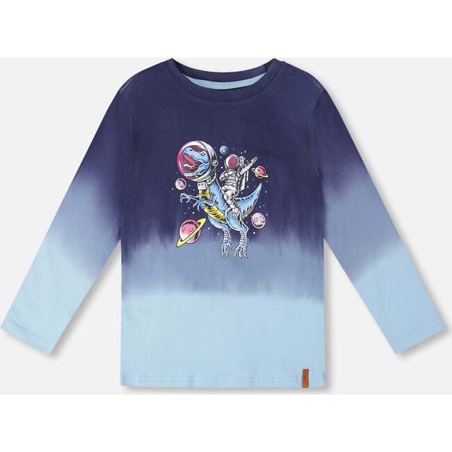 Long Sleeve Organic Cotton Gradient Jersey Tee, Blue