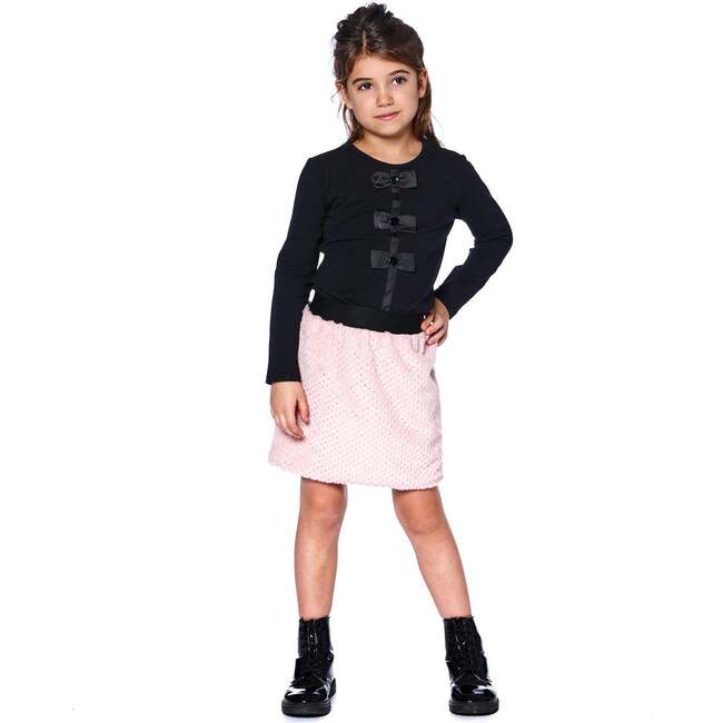 Long Sleeve Organic Cotton Jersey Bow Tee, Black - Sweatshirts - 2