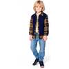 Long Sleeve Plaid Flannel Shirt with Solid Vest Blue and Ocher, Blue and Ochre - Sweatshirts - 2